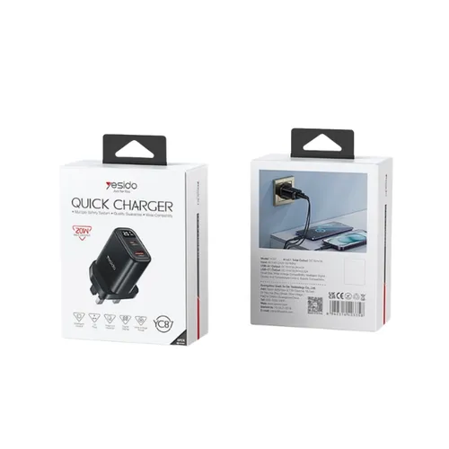 YESIDO YC87 20W PD and QC Dual-Port Charger with Digital Display