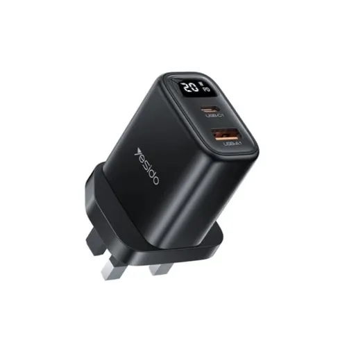 YESIDO YC87 20W PD and QC Dual-Port Charger with Digital Display