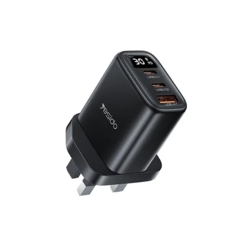 YESIDO YC88 30W PD Three-Port UK Charger with Digital Display
