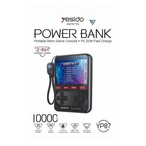 Yesido YPS7 2 in 1 Gaming + Charging Portable Game Console with PD 20W Fast Charger