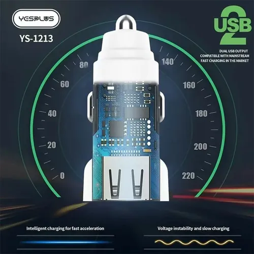 YESPLUS YS-1213 4A Dual USB Port Fast Car Charger